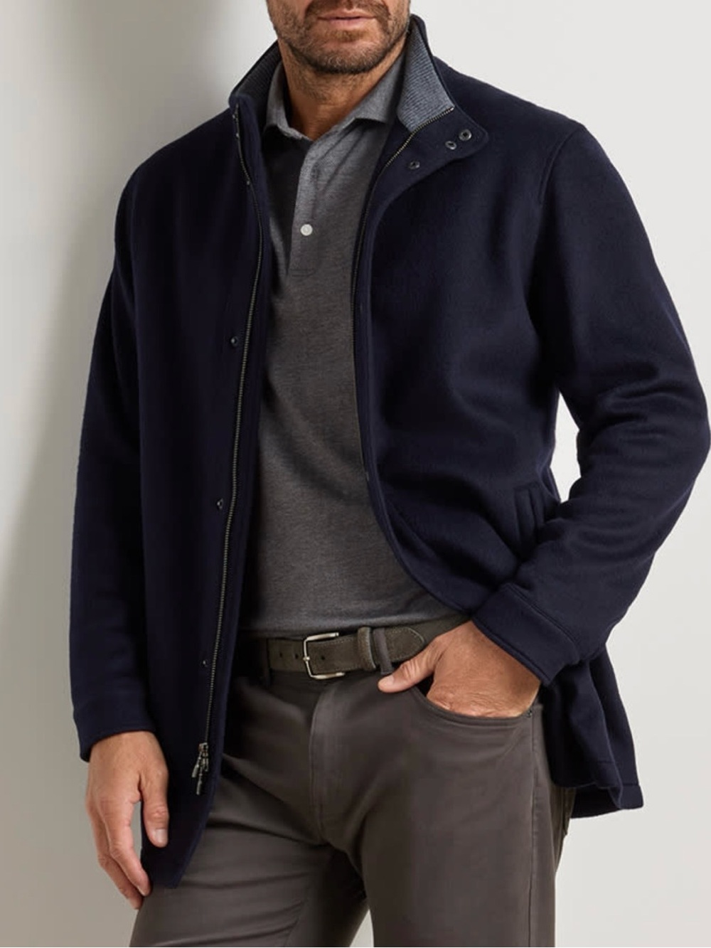 Peter Millar Crown Flex Fleece City Coat in Navy XL